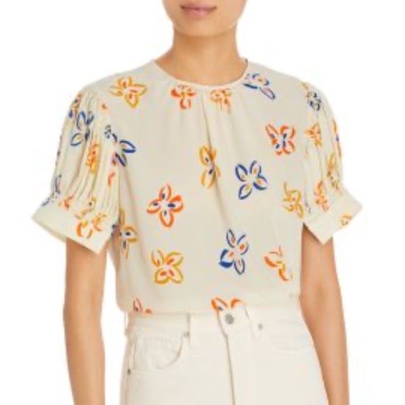 NWT - Rebecca Taylor Flame Fleur Silk Blouse - Medium - Picture 2 of 8